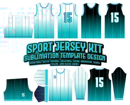 Hexagon Gradient Stripes Basketball Jersey Design Sportswear Template vector