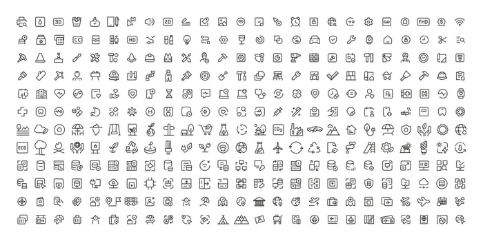 Mega set of icons in trendy line style. ui ux, ecology, real estate, transport, Business, ecommerce, finance, accounting. Big set Icons collection. Vector illustration