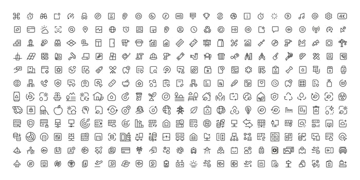 Mega set of icons in trendy line style. ui ux, ecology, real estate, transport, Business, ecommerce, finance, accounting. Big set Icons collection. Vector illustration