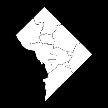 Washington DC map with neighborhoods. Vector illustration.
