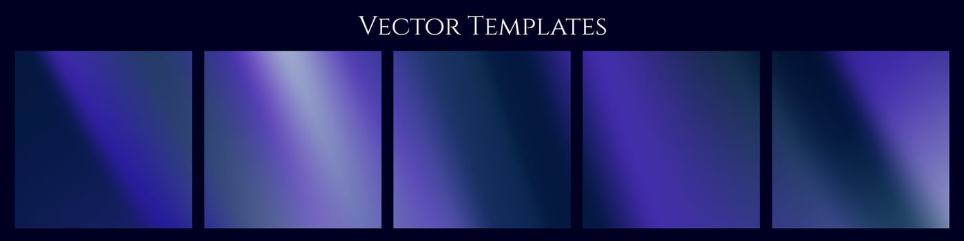 Luxurious Blue Gradient Continuous Vector Templates. Five Carousel Post Templates with blue abstract fluid background. Vector Illustration. EPS 10. For carousel social media posts, continuous designs.