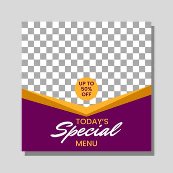 Food menu banner social media post. Editable social media templates for promotions on the Food menu. Set of social media story and post frames. Layout design for marketing on social media. vector