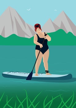 girl on a board vector illustration