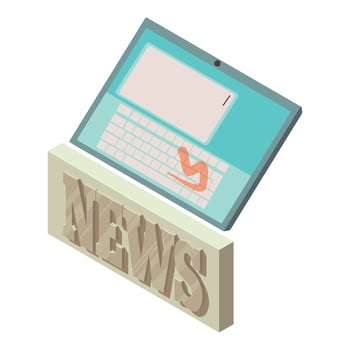 News icon isometric vector. Big news inscription near modern digital tablet icon vector