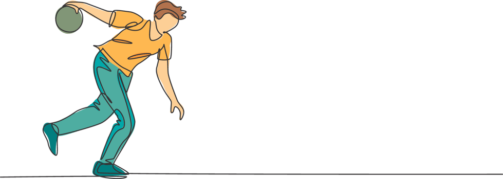 One single line drawing of young talented bowling player man throw ball to hit bowling pins graphic illustration. Healthy people lifestyle and sport concept. Modern continuous line draw design png