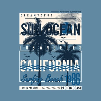 sun ocean california lettering typography vector, abstract graphic, illustration, for print t shirt vector