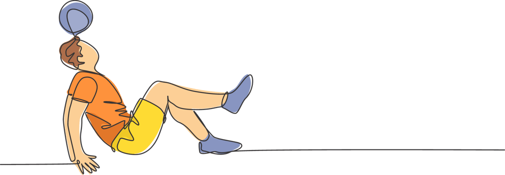 One single line drawing of young happy man perform soccer freestyle, juggling with head at the city square illustration. Football freestyler sport concept. Modern continuous line draw design png
