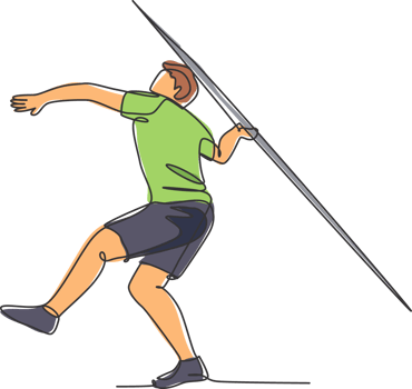 One single line drawing of young energetic man exercise aiming javelin throw to target area graphic illustration. Healthy lifestyle athletic sport concept. Modern continuous line draw design png