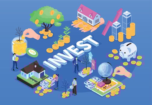 Isometric Investment Isolated Composition vector