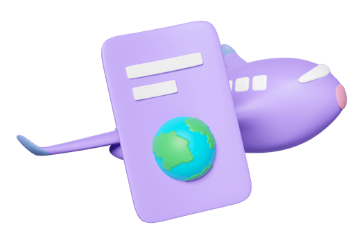 3d passport or international travel for tourism with airplane isolated. 3d render illustration png