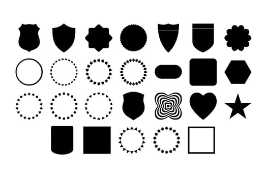 Shield silhouettes, emblem set guard, silhouette empty geometric basic shapes emblems icons set vector illustration.