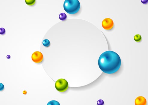 Colorful glossy beads and white blank circle vector