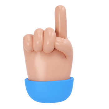 3d hand icon show push one finger forefinger counting illustration. Cartoon character. Business clip art isolated transparent png