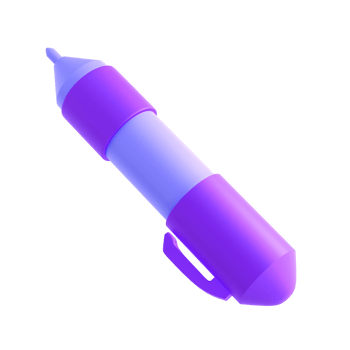 3d rendering icon office school pen stationery writing. Blue and lilac violet colors. Symbol illustration editable isolated transparent png