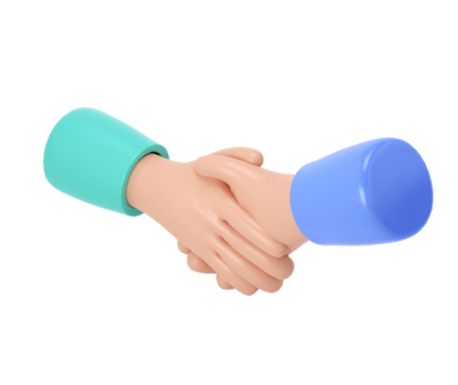 3d illustration hand. Deal icon. Cartoon character handshake. Business clip art isolated transparent png