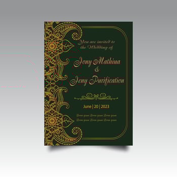 Luxury wedding invitation card design set. Luxury vintage golden vector invitation card template