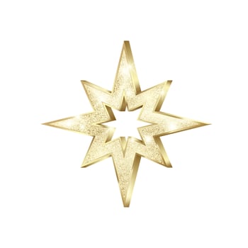 Golden star scatter glitters. Gold Star with sparkles. Shiny Christmas decoration. Vector illustration isolated on white background