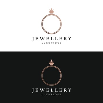 Luxury vintage jewelry logo template design with creative idea with abstract ring shape. Logo for jewelry shop,business,company,fashion. vector