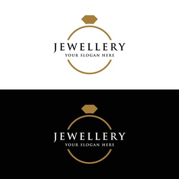 Luxury vintage jewelry logo template design with creative idea with abstract ring shape. Logo for jewelry shop,business,company,fashion. vector