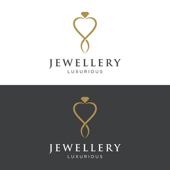 Luxury vintage jewelry logo template design with creative idea with abstract ring shape. Logo for jewelry shop,business,company,fashion. vector