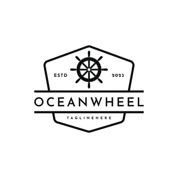 Sailing wheel logo design idea vintage stamp retro, ocean wheel logo design idea vector