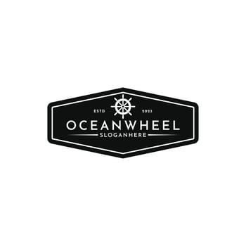 Sailing wheel logo design idea vintage stamp retro, ocean wheel logo design idea vector