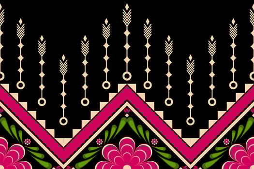 ethnic geometric seamless pattern. Geometric black background. Design for fabric, clothes, decorative paper, wrapping, embroidery, illustration, vector