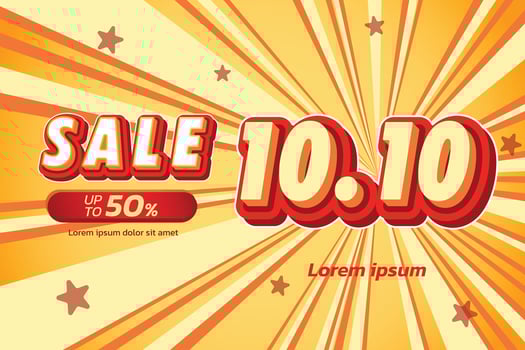 10.10 sale, Promotion label sale, alphabet 3d text effect, promotion discount label. vector