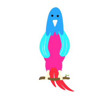 a cartoon bird with a blue and pink beak png