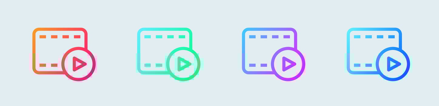 Cinema line icon in gradient colors. Video signs vector illustration.
