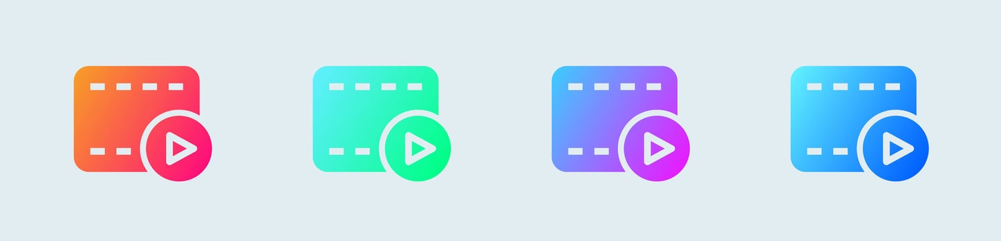 Cinema solid icon in gradient colors. Video signs vector illustration.