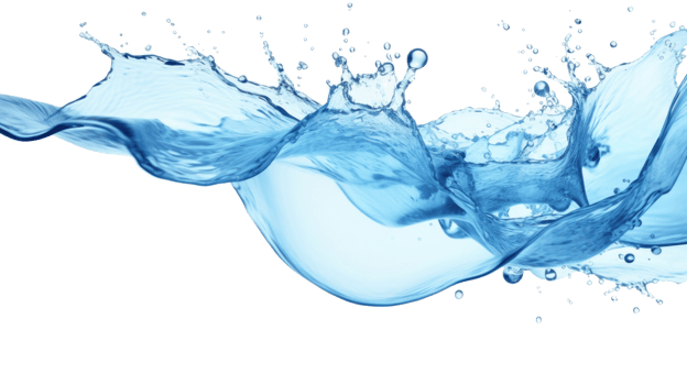 Water splashes and drops isolated on transparent background. Abstract background with blue water wave png