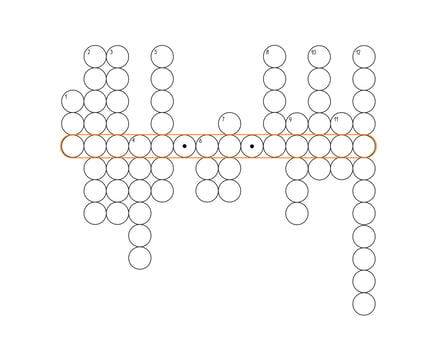 Blank crossword puzzle grid, empty template circles to fill in for riddle, educational or leisure game, ready to be used for making any word puzzle vector