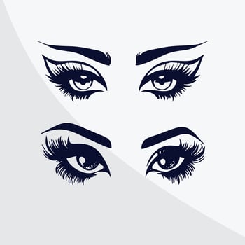 Vector drawing of female eyes set