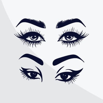 Vector drawing of female eyes set