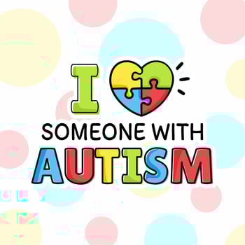 A colorful heart with a heart on it that says i love someone with autism vector