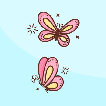 A couple of butterflies on a blue background vector