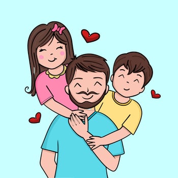Drawing father and children illustration vector