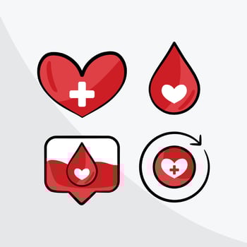 A set of blood and heart icons - blood donation campaign - doacao de sangue vector