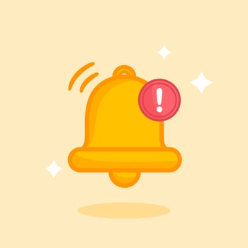 Notification bell icon illustration. the golden alert bell is shaking vector
