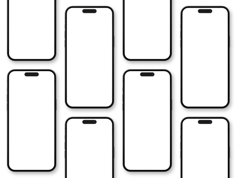 set of smartphone 14 pro mockup screen on the transparent background for UI UX app presentation mockup png