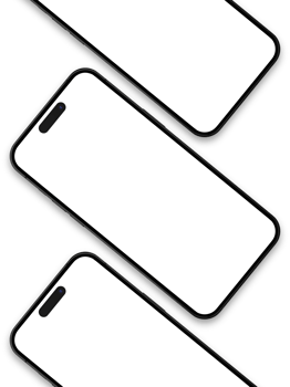 set of three diagonal smartphone 14 pro mockup screen device on the transparent background for your presentation ui ux png