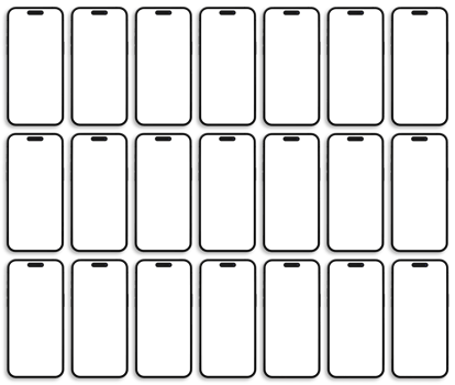 set of smartphone 14 pro mockup screen on the transparent background with shadow effect for UI UX app presentation mockup png