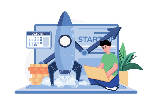 Online Business Startup Illustration concept. A flat illustration isolated on white background vector