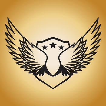 Bird wing shield logo vector