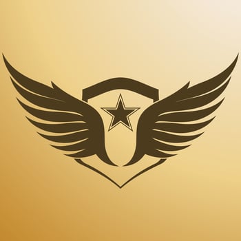 Bird wing shield logo vector