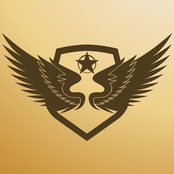 Bird wing shield logo vector