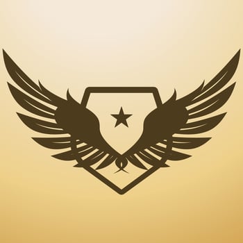 Bird wing shield logo vector