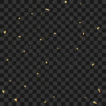 Golden confetti frame vector background. realistic golden ribbon and confetti explosion illustration. golden confetti isolated