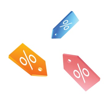 Vector colorful price tag label 3d render illustration